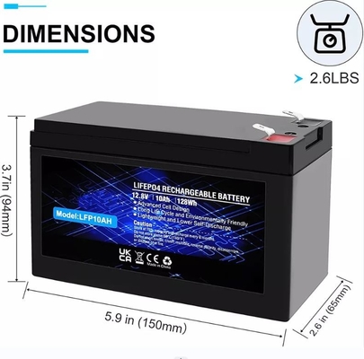 แบตเตอรี่ลิเธียมฟอสเฟต 12.8V 10Ah ในตัวแบตเตอรี่แบบชาร์จใหม่ได้ LiFePO4