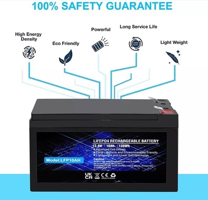 แบตเตอรี่ลิเธียมฟอสเฟต 12.8V 10Ah ในตัวแบตเตอรี่แบบชาร์จใหม่ได้ LiFePO4