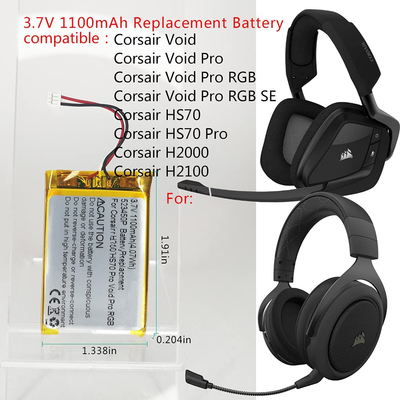 3.7V 1100mah Corsair Void Pro / การเปลี่ยนแบตเตอรี่ Corsair Void 523450P