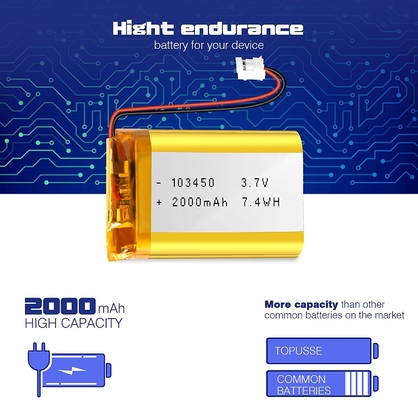 103450 แบตเตอรี่ลิเธียมไอออนโพลิเมอร์ 3.7V 57g แบตเตอรี่ลิเธียมไอออนแบบรีชาร์จ 2000mAh