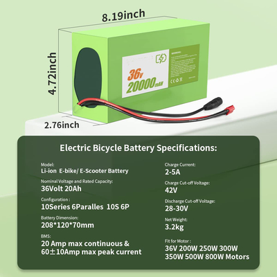 XT60 ฟาสเซียล Gun Battery 100W-600W 36V 8Ah แบตเตอรี่ลิเธียมพร้อมเครื่องชาร์จ 2A