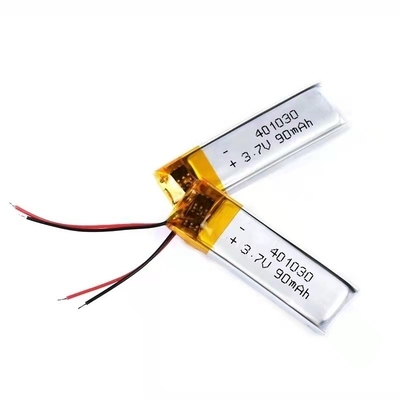 401030 แบตเตอรี่ลิเธียมโพลิเมอร์แบบรีชาร์จ 0.09A 90mAh แบตเตอรี่ชุดหูฟัง BT