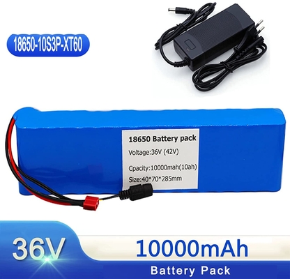 ชุดแบตเตอรี่ลิเธียม 36V 18650 BMS 10AH แบตเตอรี่ลิเธียมไอออนสำหรับรถยนต์ไฟฟ้า