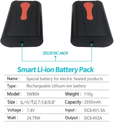 ฮีตเตอร์ใช้แบตเตอรี่ลิเธียม 3.7V 7.7 กก. 7.4V ฮีตเตอร์แบตเตอรี่แบบอุ่น