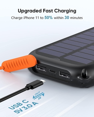 เครื่องชาร์จพลังงานแสงอาทิตย์แบบพกพา Dynamo กันน้ำ / Power Bank 26800mAh UN38.3