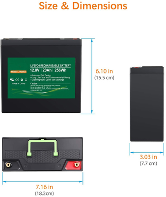 LiFePO4 แบตเตอรี่ลิเธียมฟอสเฟต 20ah 12v แบตเตอรี่ลิเธียมไอออน Deep Cycle IP67