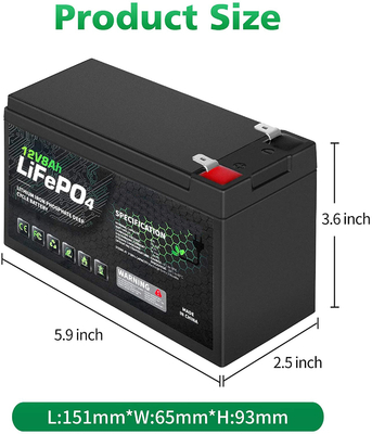 RV Solar Lithium Phosphate Battery Marine 12V 8Ah Lead Acid Battery Replacement