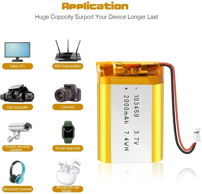 แบตเตอรี่ลิเธียมไอออนแบบรีชาร์จ NCM 3.7v 2000mah / ขั้วต่อแบตเตอรี่ลิเธียมไอออน JST
