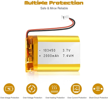แบตเตอรี่ลิเธียมไอออนแบบรีชาร์จ NCM 3.7v 2000mah / ขั้วต่อแบตเตอรี่ลิเธียมไอออน JST